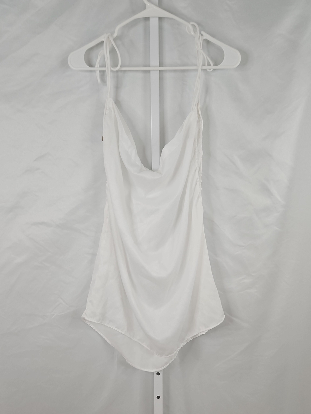 Free People White Satin Cowl Slipdress  with Tie Straps Size Small